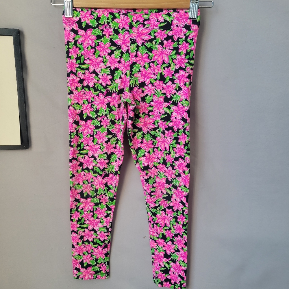 Lilly‎ Pulitzer Luxletic Maia Floral Leggings Onyx Lil Lilly M 6-7